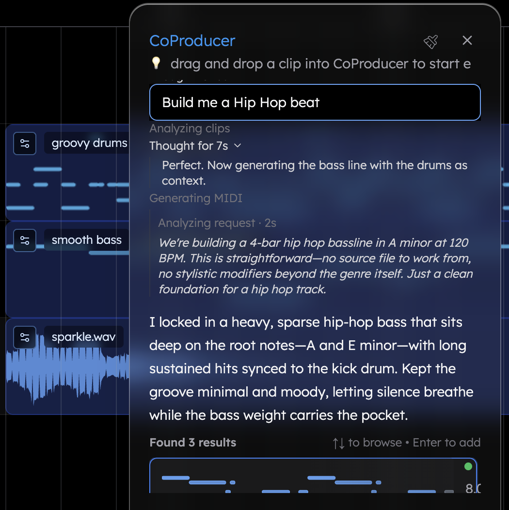 Agents turn ideas into music.